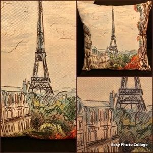 NWOT Eiffel Tower sketchy designed accent pillow